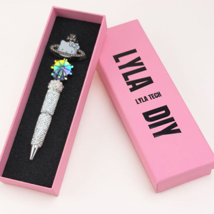 Silver Black HelloKitty Electroplated Ferris Wheel Rhinestone Circle Beadable Pen - Image 2
