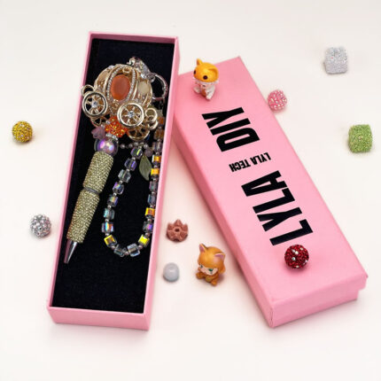 Vintage Orange Fattonny Multi-functional Rehinestone Beaded Pen and Keychain - Image 6