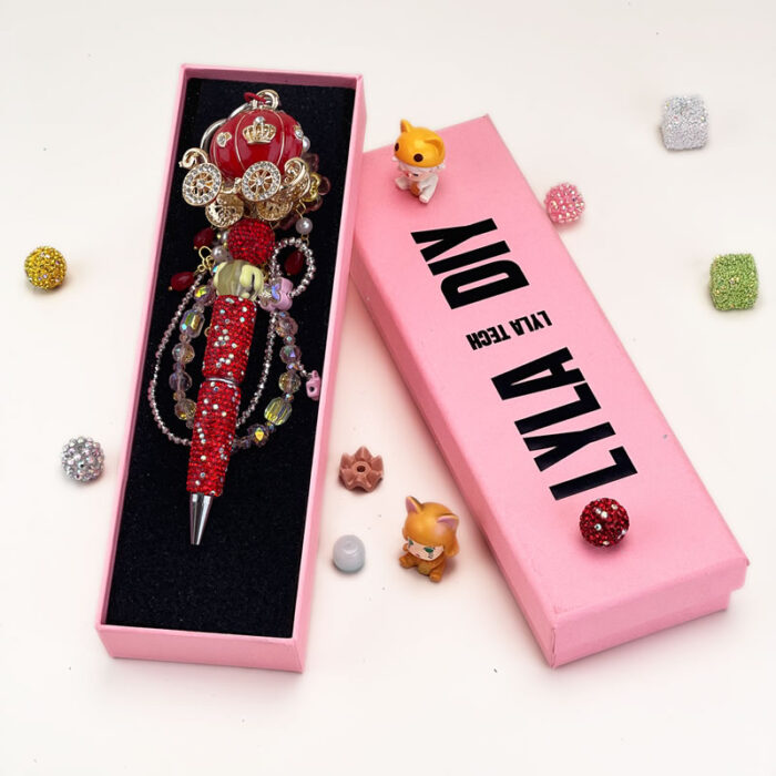 Vintage Red Fattonny Multi-functional Rehinestone Beaded Pen and Keychain - Image 5