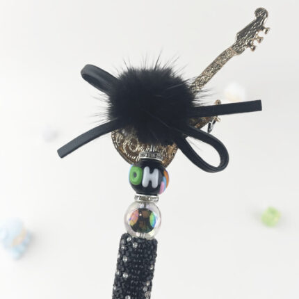Black&Gold Guitar Metalstyle Multi-functional Rehinestone Pen and Keychain - Image 5