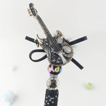 Black&Gold Guitar Metalstyle Multi-functional Rehinestone Pen and Keychain - Image 4