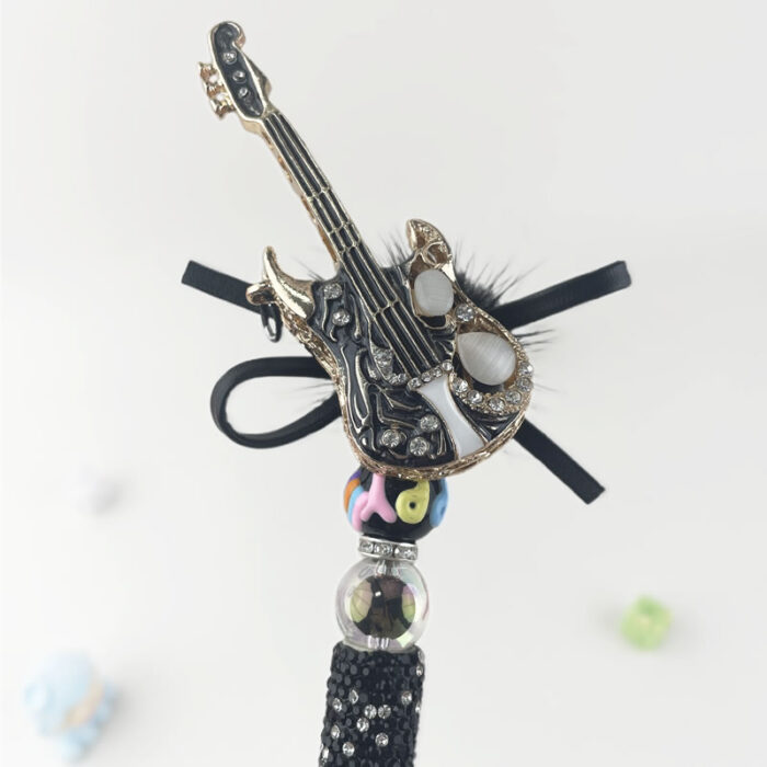 Black&Gold Guitar Metalstyle Multi-functional Rehinestone Pen and Keychain - Image 4