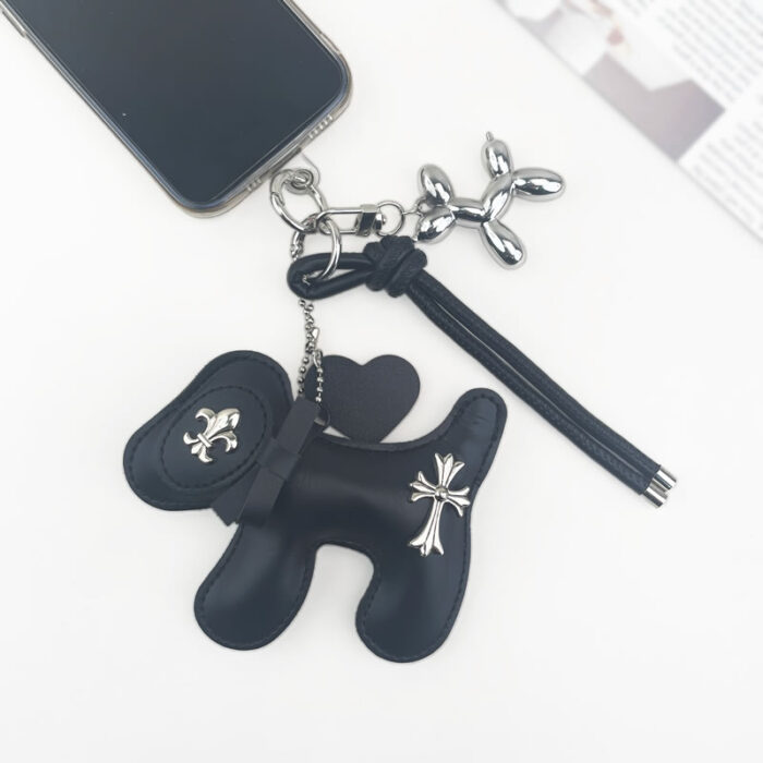 BlackHeart Silver Ballon Petdog Keychain - Image 2
