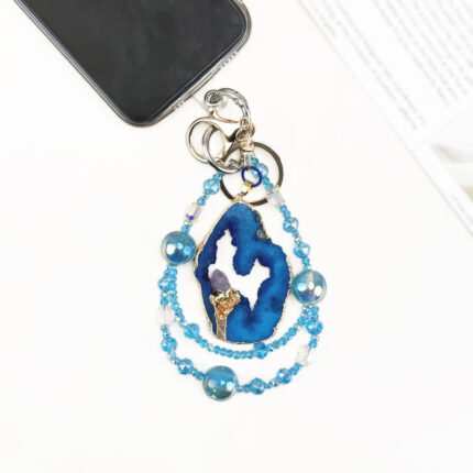 Blue Agate Essence Charm DIY-Chain BagChain KeyChain - Image 3