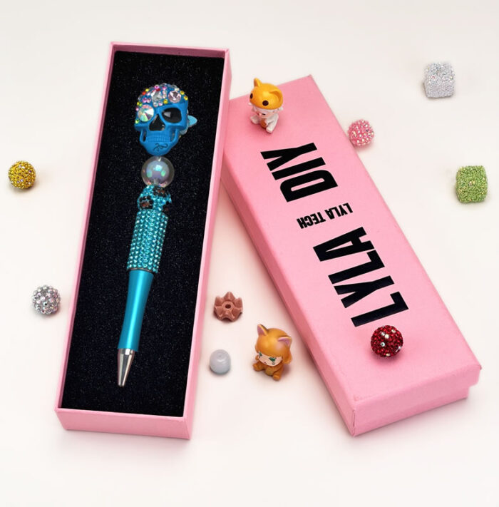 Blue Skull Half Rhinestone Pen Fancy - Image 3