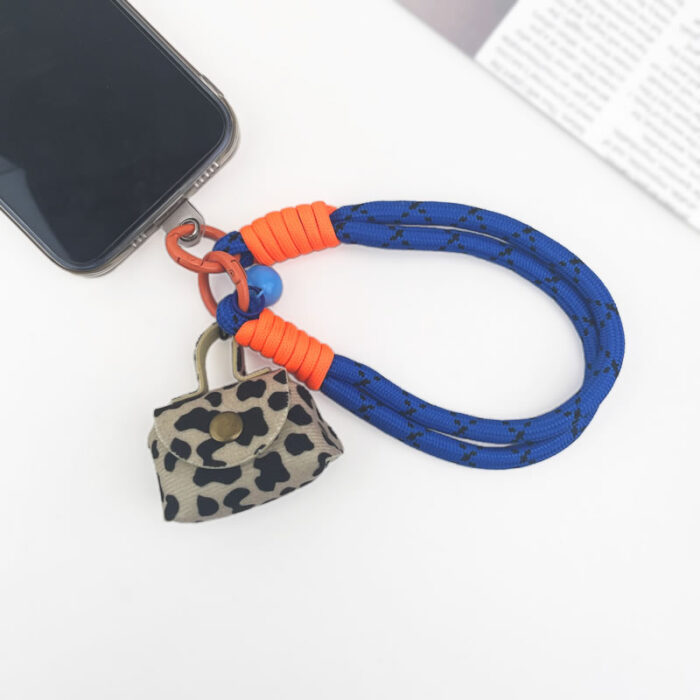 Blue&Orange Speckled Gray Handbag Keychain - Image 2