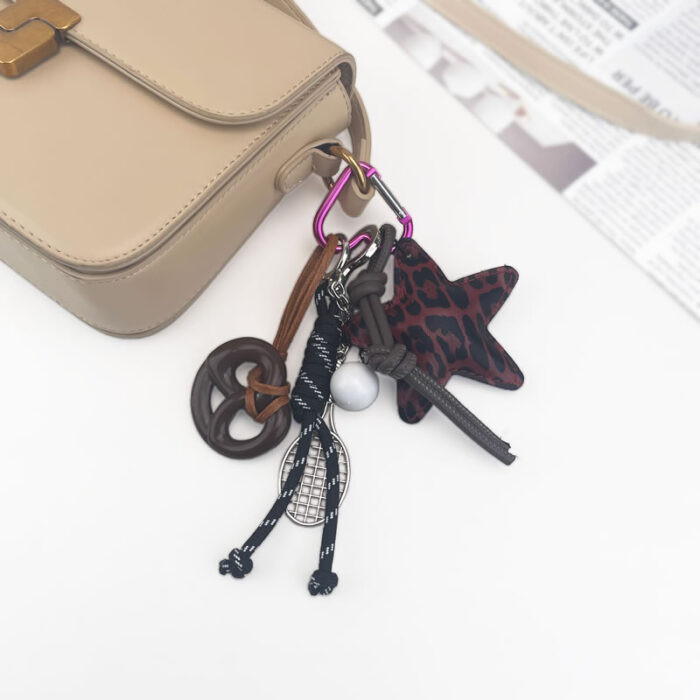 Brown Black pentagram rackets Keychain 7 in 1 - Image 2