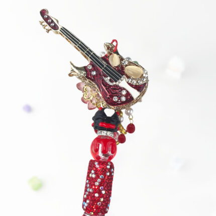 Burgundy Red & Champagne & Metalstyle Multi-functional Rehinestone Pen and Keychain - Image 5