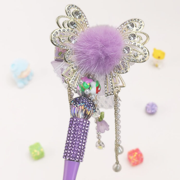 Butterfly Purple Half Rhinestone Pen Fancy - Image 2
