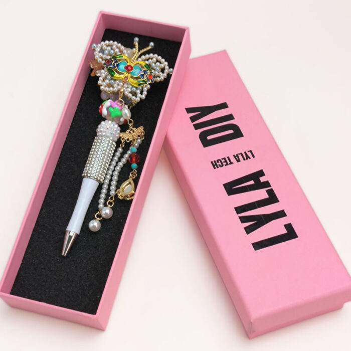 Butterfly Silver Half Rhinestone Pen Fancy - Image 3