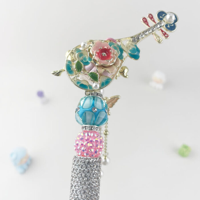 Chinese Lute Multi-functional Rhinestone Beaded Pen and Keychain - Image 4