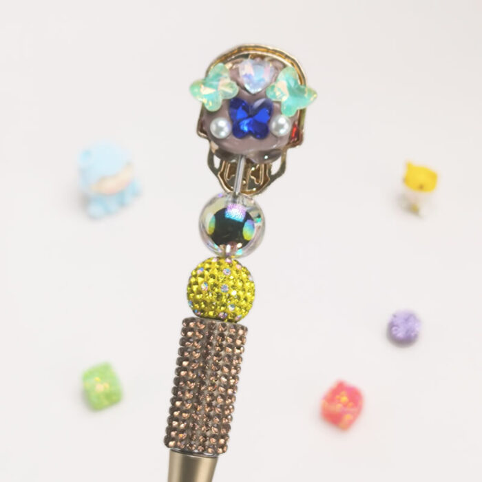 Gloden Skull Half Rhinestone Pen Fancy - Image 2