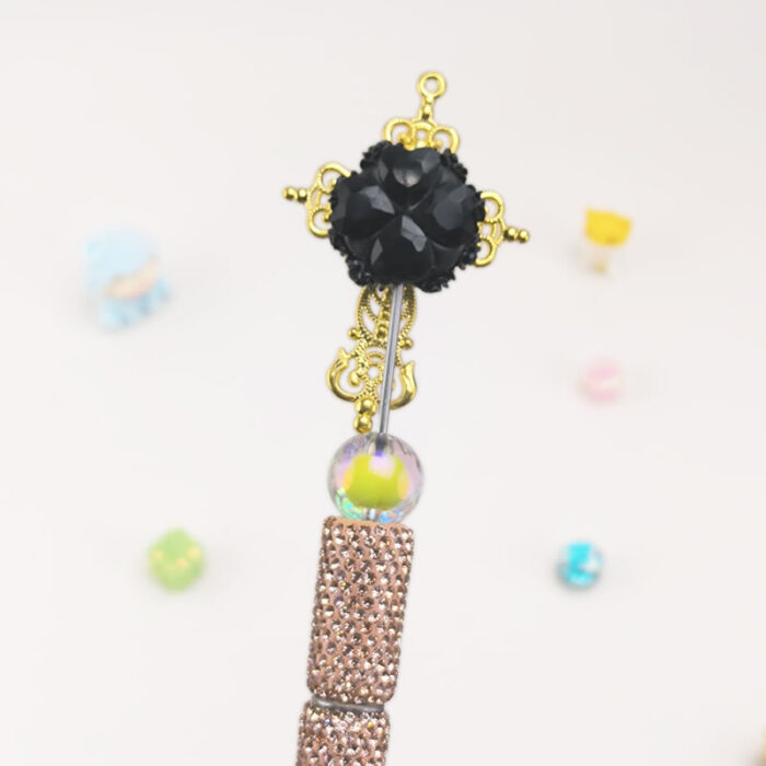 Golden Bent Cross Semi Rhinestones Pen - Image 2