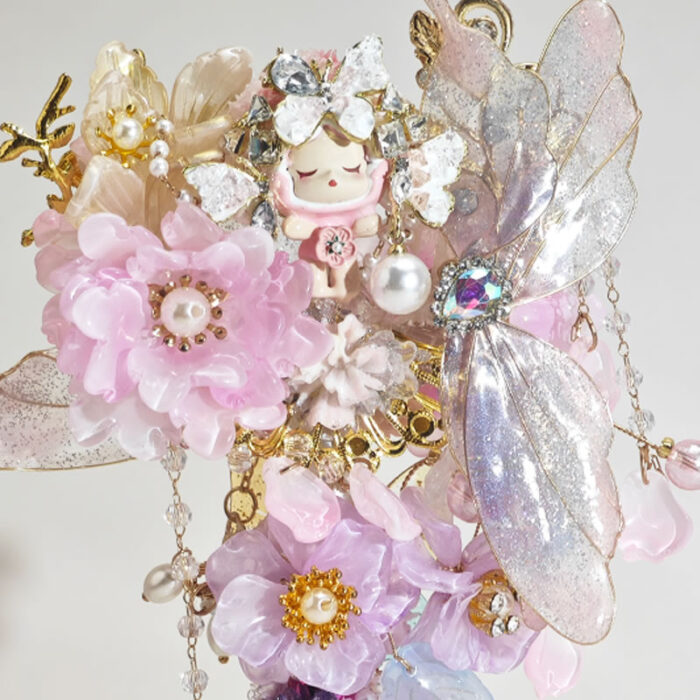 Golden Butterfly with Pink Purple Flowers Pen - Image 2