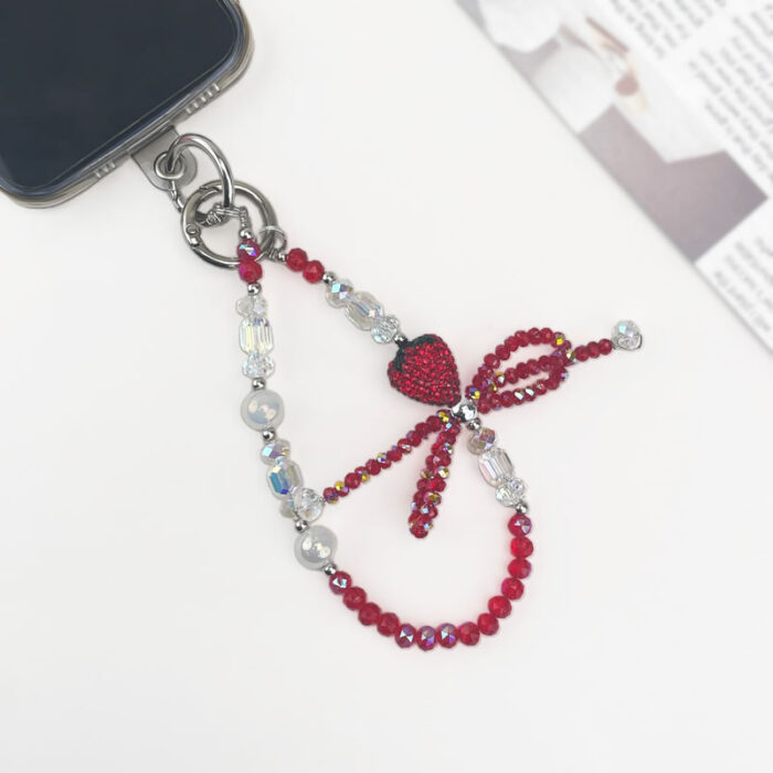 Burgundy Red & Champagne & Metalstyle Multi-functional Rehinestone Pen and Keychain - Image 3