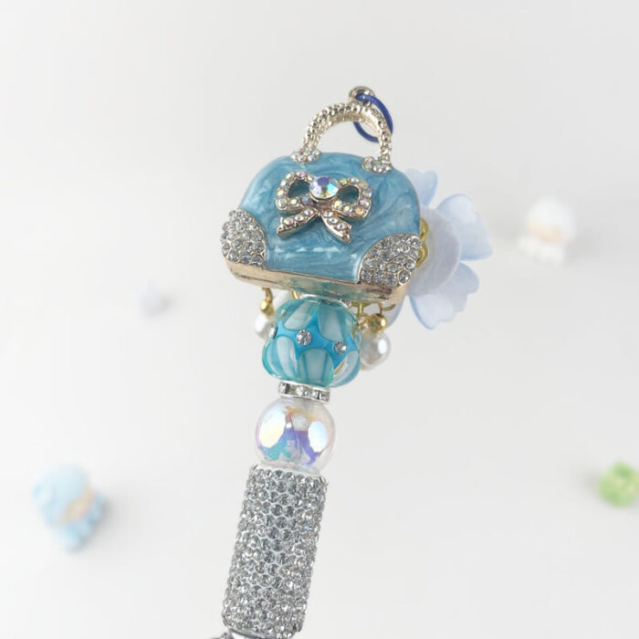 Lake Blue Handbag Multi-functional Rehinestone Pen and Keychain - Image 5