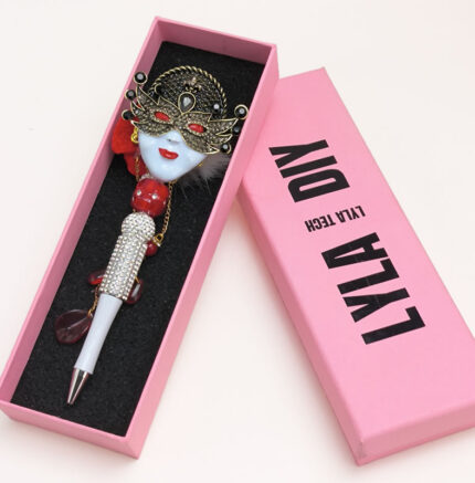 Masked Woman Silver Half Rhinestone Pen Fancy - Image 3