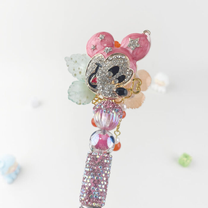 Mickey Series Pink Multi-functional Rehinestone Beaded Pen and Keychain - Image 4