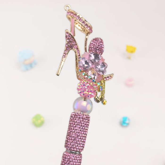 Pink Rhinestones High Heels Beadable Pen - Image 2