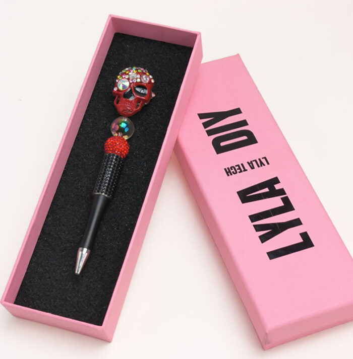 Red Skull Half Rhinestone Pen Fancy - Image 3
