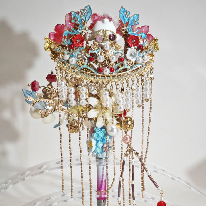 Red&Blue Onyx Style Red Heart with Tassel Pen - Image 2