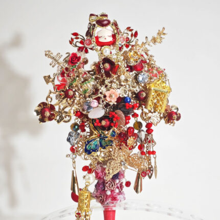 Red&Gold Onyx Style Gold Wing with Tassel Pen - Image 5