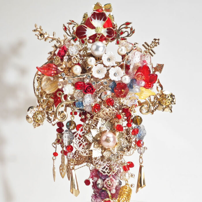 Red&Gold Onyx Style Gold Wing with Tassel Pen - Image 4