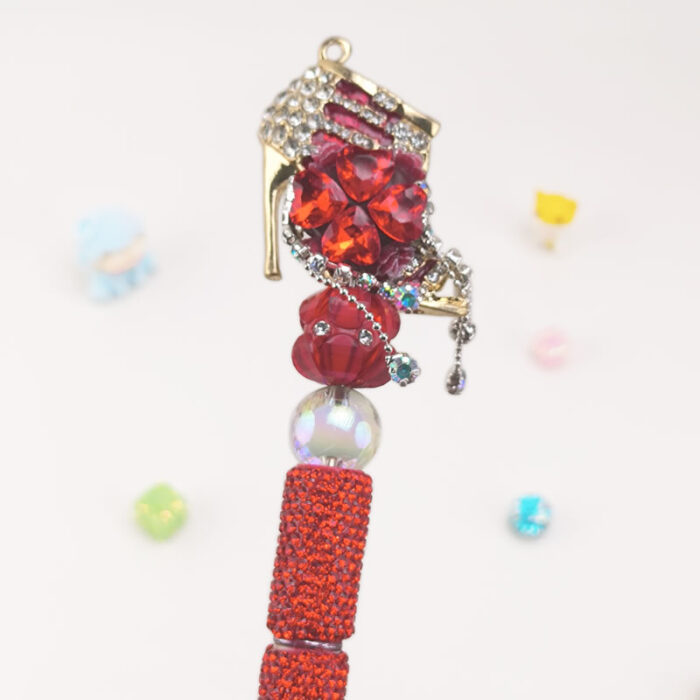 Red&Gold Rhinestones High Heels Beadable Pen - Image 2