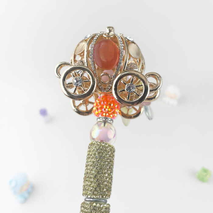Vintage Orange Fattonny Multi-functional Rehinestone Beaded Pen and Keychain - Image 4