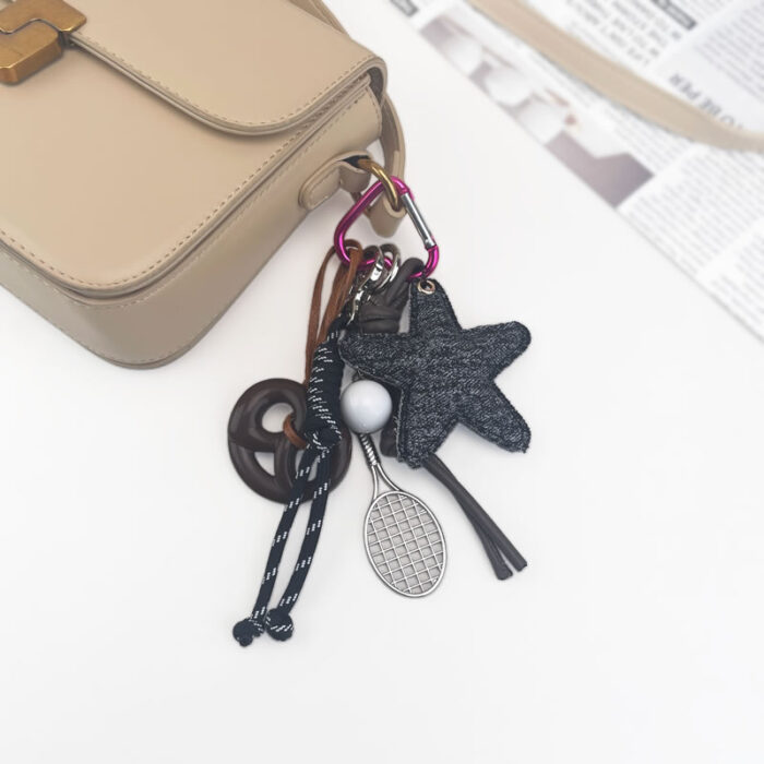 White Black pentagram rackets Keychain 7 in 1 - Image 2