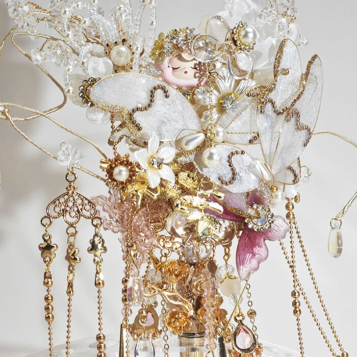 White Silk with Rose Butterfly with Tassel Pen - Image 2