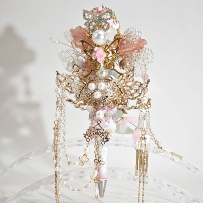 champagne pink flower with Tassel Pen - Image 5