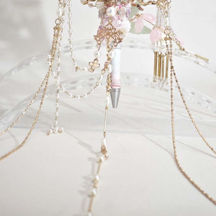 champagne pink flower with Tassel Pen - Image 3
